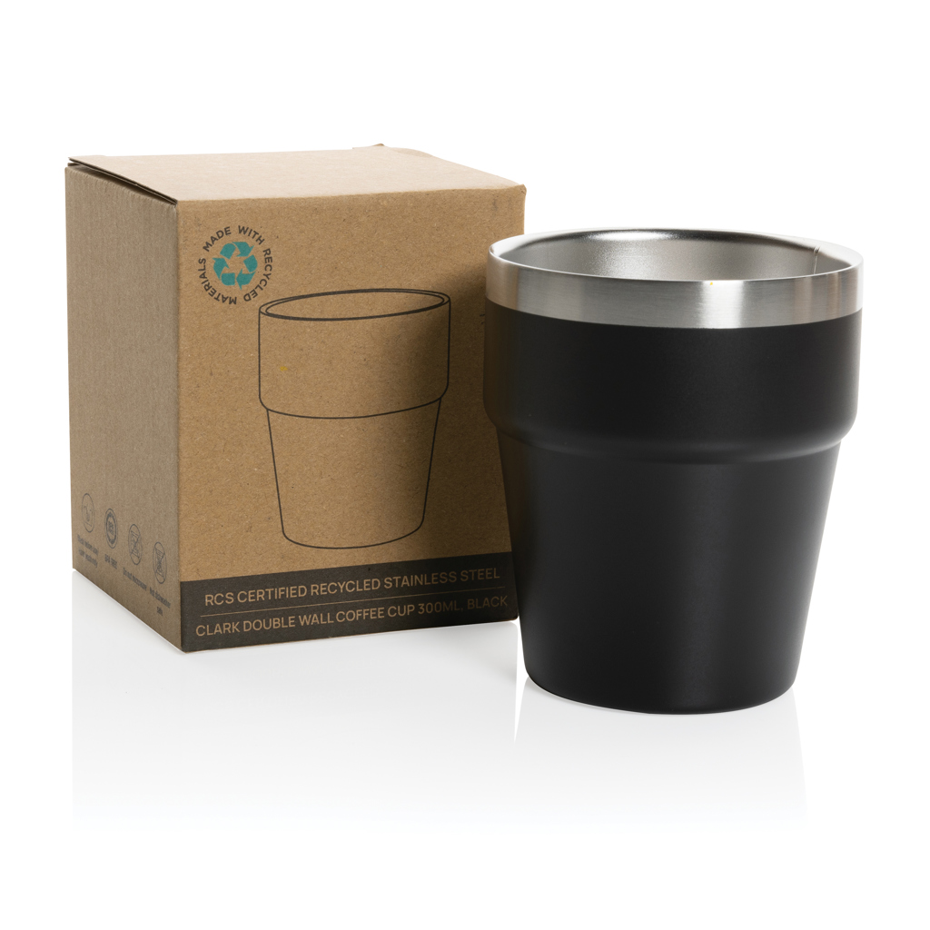 Clark Doppelwandige RCS Kaffeetasse 300 ml aus recyceltem Edelstahl