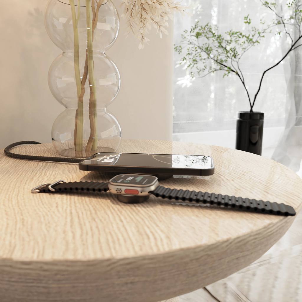 Zens Ladekabel Pro 2 mit Qi2, 15 W und Apple-Watch-Modul, mit Logo