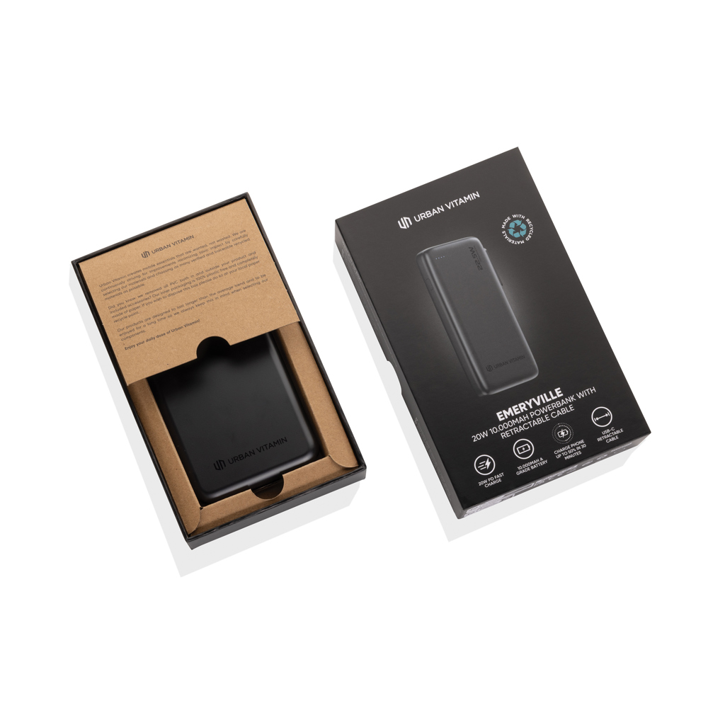 Urban Vitamin Emeryville Powerbank 10.000 mAh mit integriertem USB-C-Kabel Urban Vitamin Emeryville Powerbank 10.000 mAh mit integriertem USB-C-Kabel