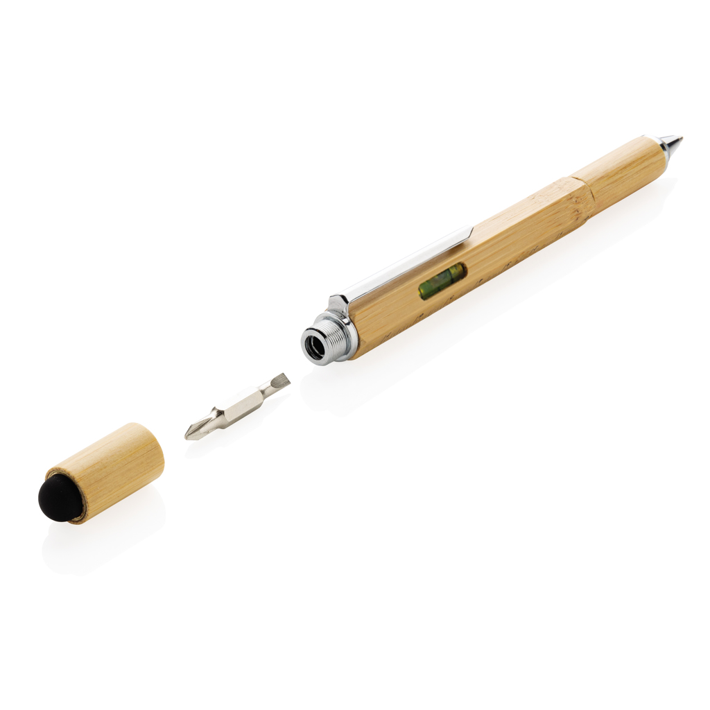 XD Collection 5-in-1 Bambus Tool-Stift mit Lineal, Wasserwaage und Stylus XD Collection 5-in-1 Bambus Tool-Stift mit Lineal, Wasserwaage und Stylus