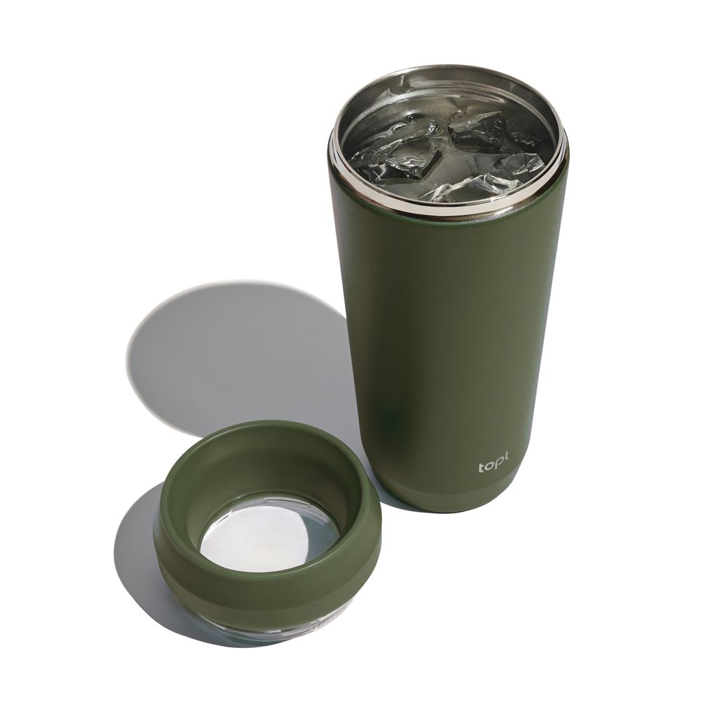 Topl Trinkbecher 354 ml aus recyceltem Edelstahl mit 360°-Deckel Topl Trinkbecher 354 ml aus recyceltem Edelstahl mit 360°-Deckel
