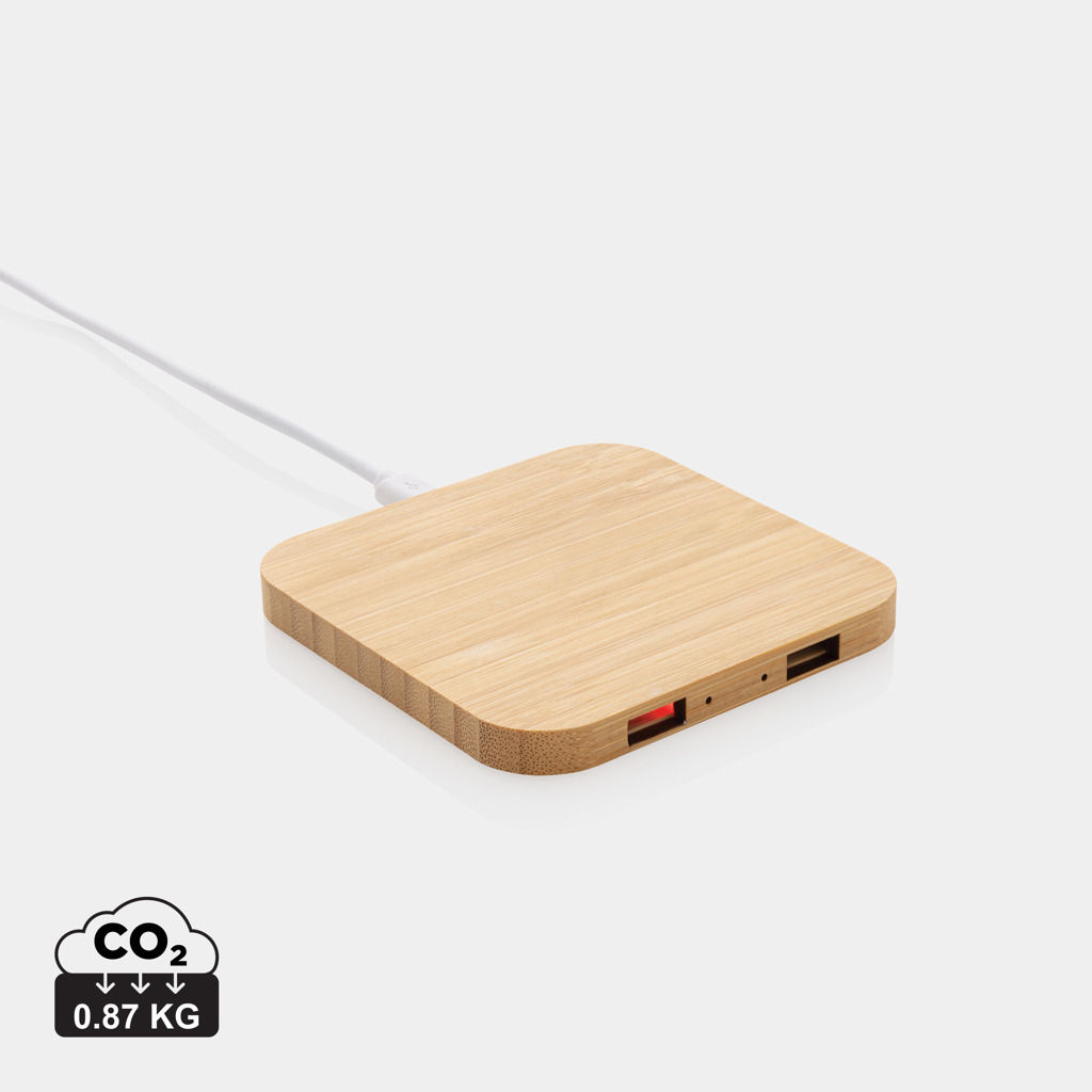 BambooCharge 10W Wireless USB-Ladegerät – Innovatives Werbegeschenk mit Logo BambooCharge 10W Wireless USB-Ladegerät – Innovatives Werbegeschenk mit Logo
