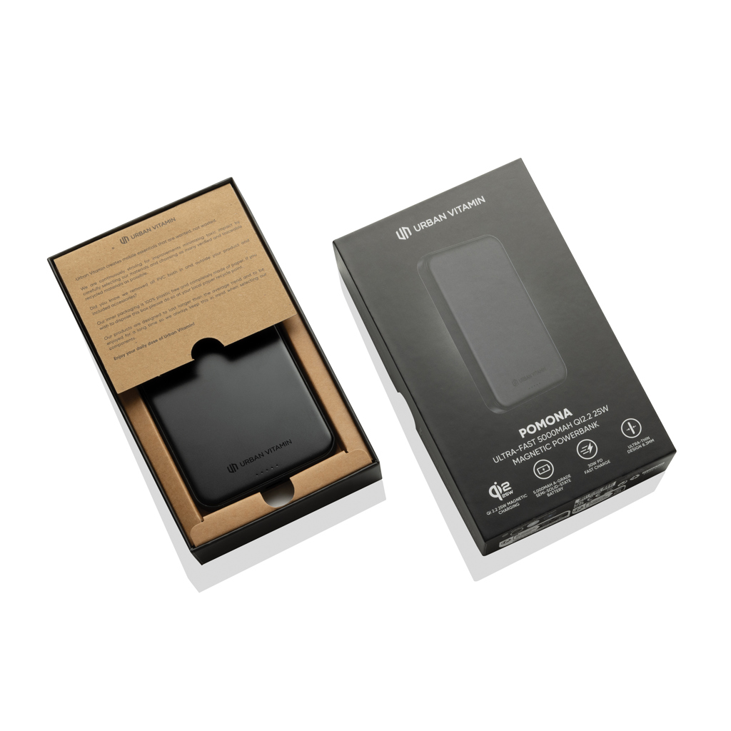 Urban Vitamin Pomona magnetische Powerbank 5000mAh Qi2.2 25W mit Logodruck