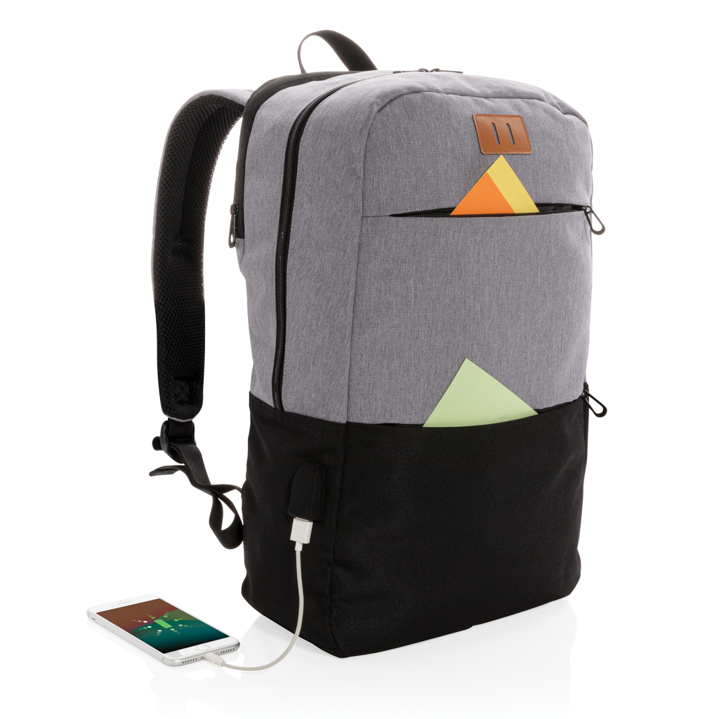 XD Collection Laptop-Rucksack 15,6 Zoll mit USB-Port und RFID-Schutz, PVC-frei
