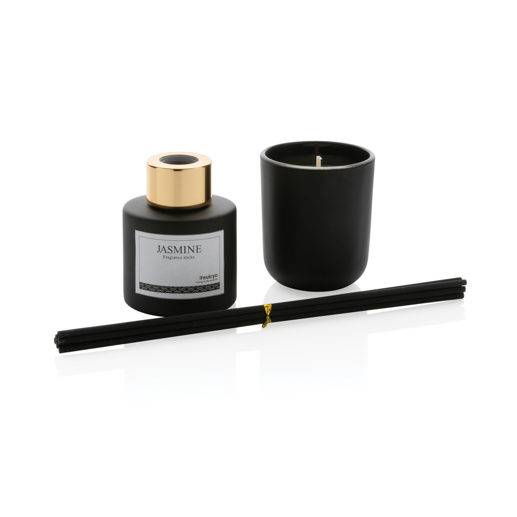 Ukiyo Geschenkset Jasmin – Sojawachskerze & Duftstäbchen