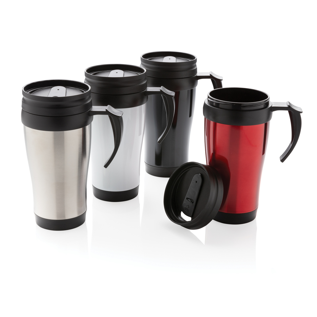 XD Collection Edelstahlbecher 350 ml mit Schiebedeckel, schwarz