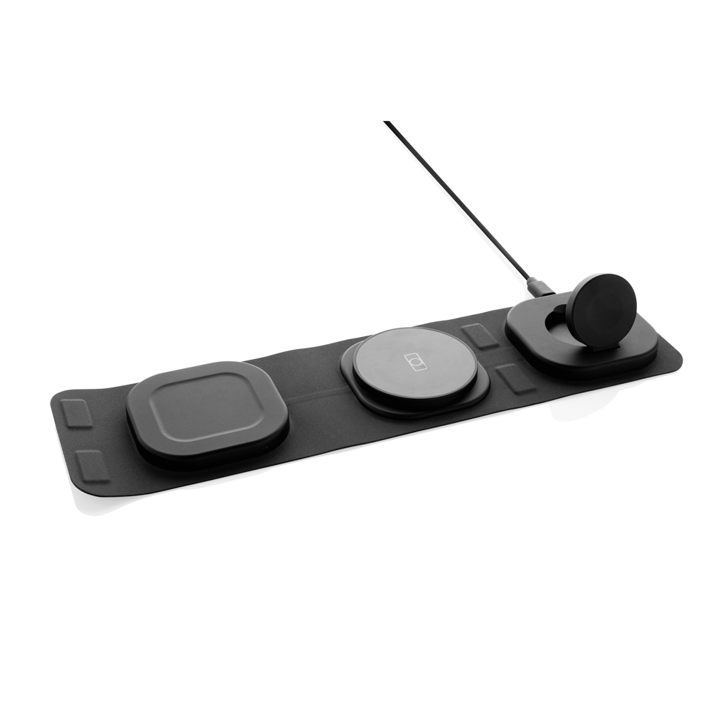 Swiss Peak 3-in-1 Wireless Charger 15W, faltbar, RCS-recycelt