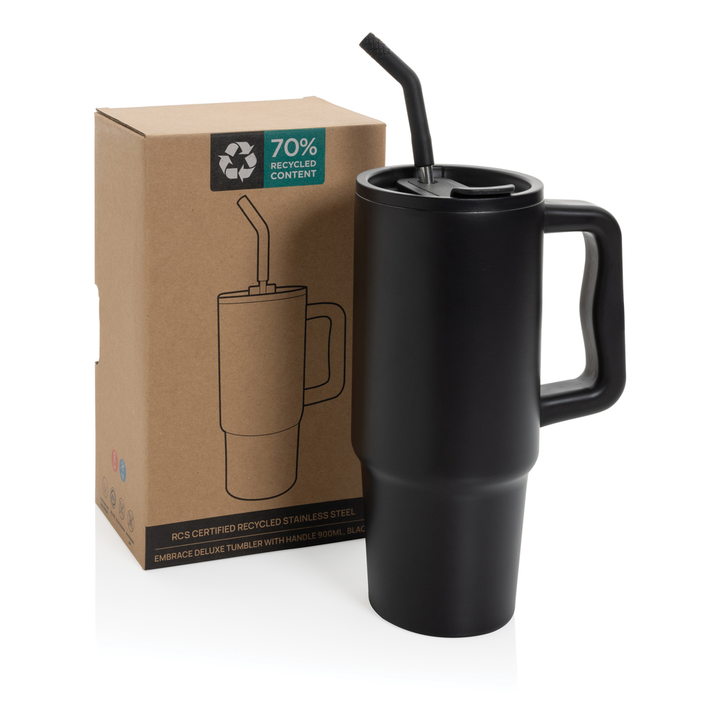 XD Collection Embrace Deluxe Thermobecher 900 ml aus RCS-recyceltem Edelstahl, gravur- und druckfähig