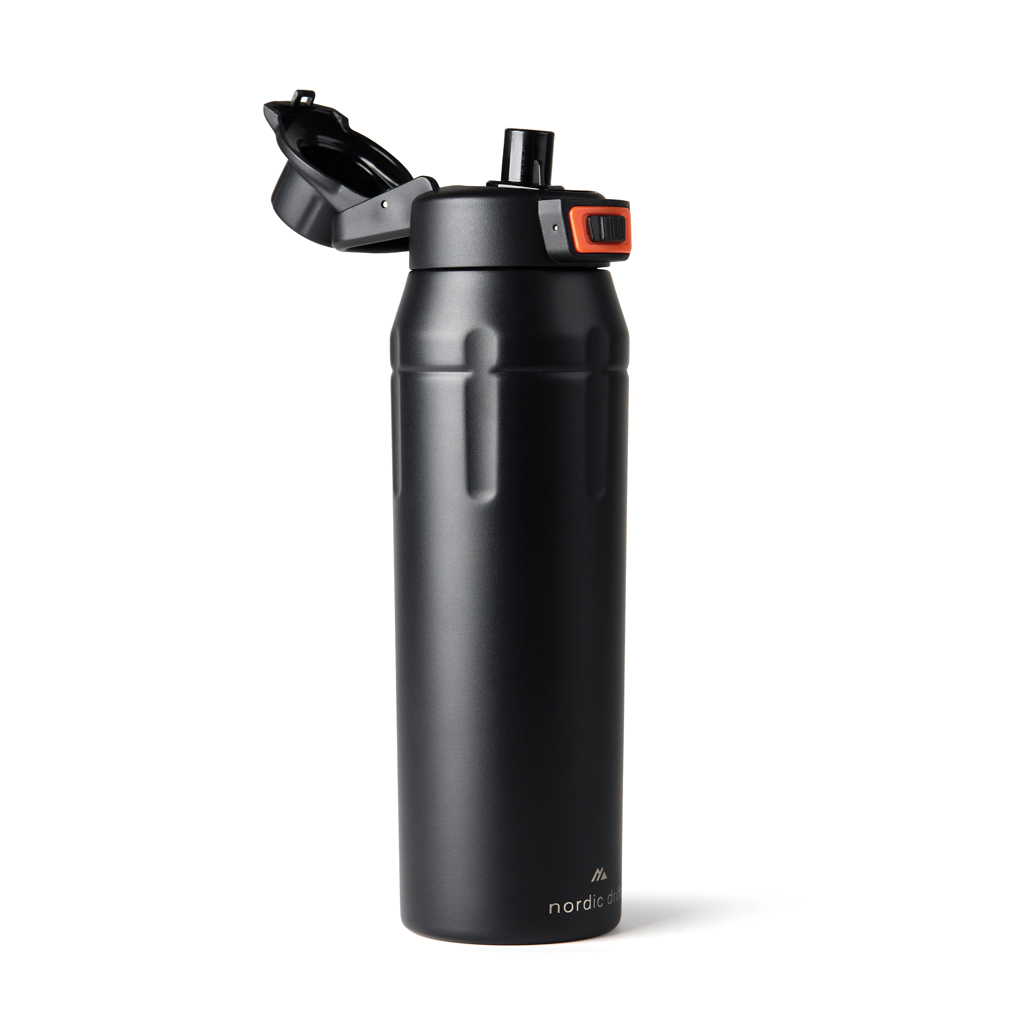 Nordic Drift Trail Sportflasche 750 ml RCS Edelstahl, schwarz – mit Lasergravur oder Tampondruck