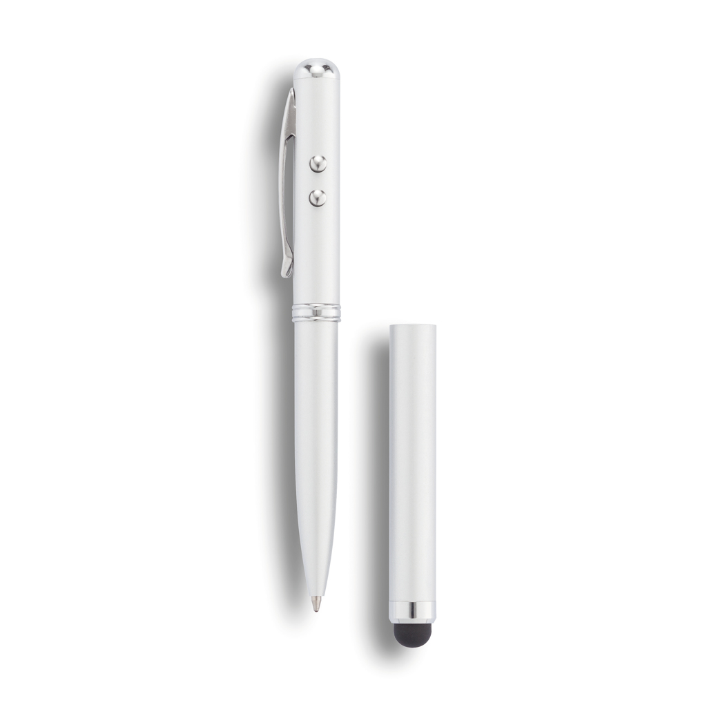 Edelstahl Pro 4-in-1 Kugelschreiber Stylus Laser-LED silber