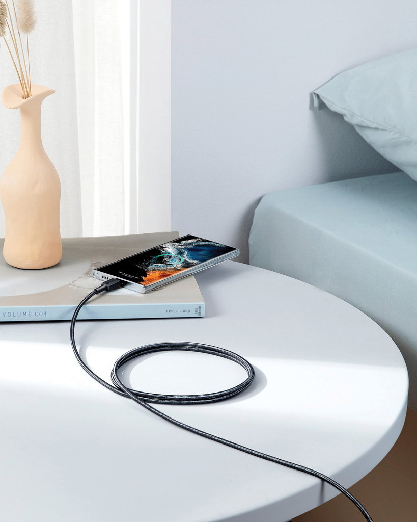 Anker 322 USB‑C Kabel 60W, 1,8m, Nylon geflochten – grau