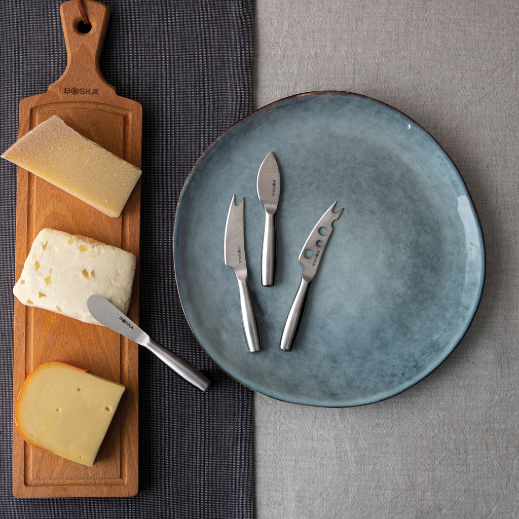 BOSKA Käsemesserset Mini Copenhagen – 4 Edelstahlmesser für harten, weichen und streichfähigen Käse