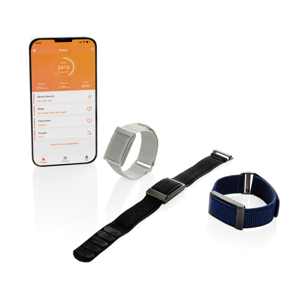 XD Collection Endo Gesundheits-Tracker mit Stoffarmband, graviert oder bedruckt
