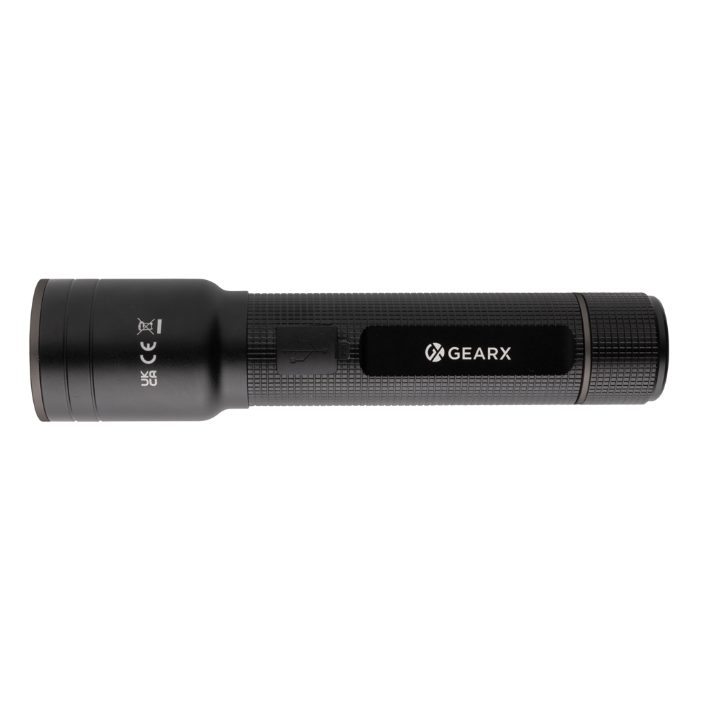 GearX Heavy-Duty USB-Taschenlampe aus 77 % RCS-recyceltem Aluminium, 1500 Lumen