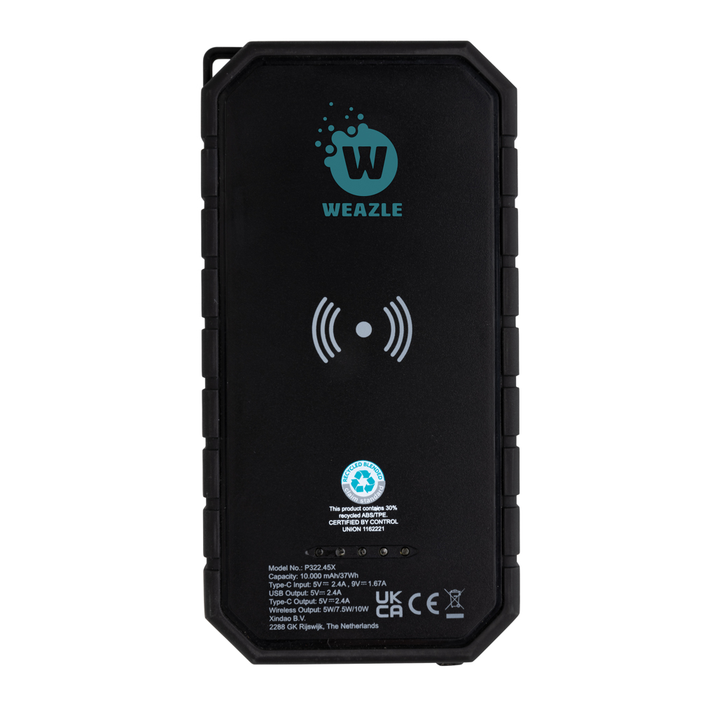 XD Collection Solar-Powerbank 10.000 mAh mit 10 W Wireless-Charging aus RCS-Recycling-ABS XD Collection Solar-Powerbank 10.000 mAh mit 10 W Wireless-Charging aus RCS-Recycling-ABS