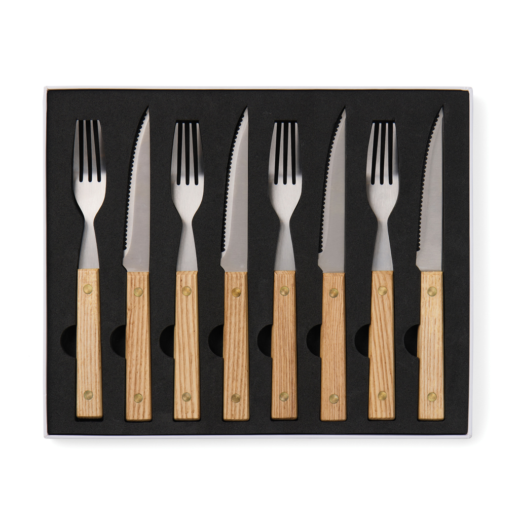 VINGA Paso BBQ-Besteck 8-teilig aus FSC-Eschenholz und Edelstahl