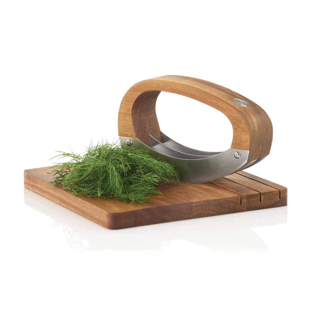 AdHoc RoccaVerde Hackmesser mit Schneidebrett aus Akazienholz, mit Logo gravierbar
