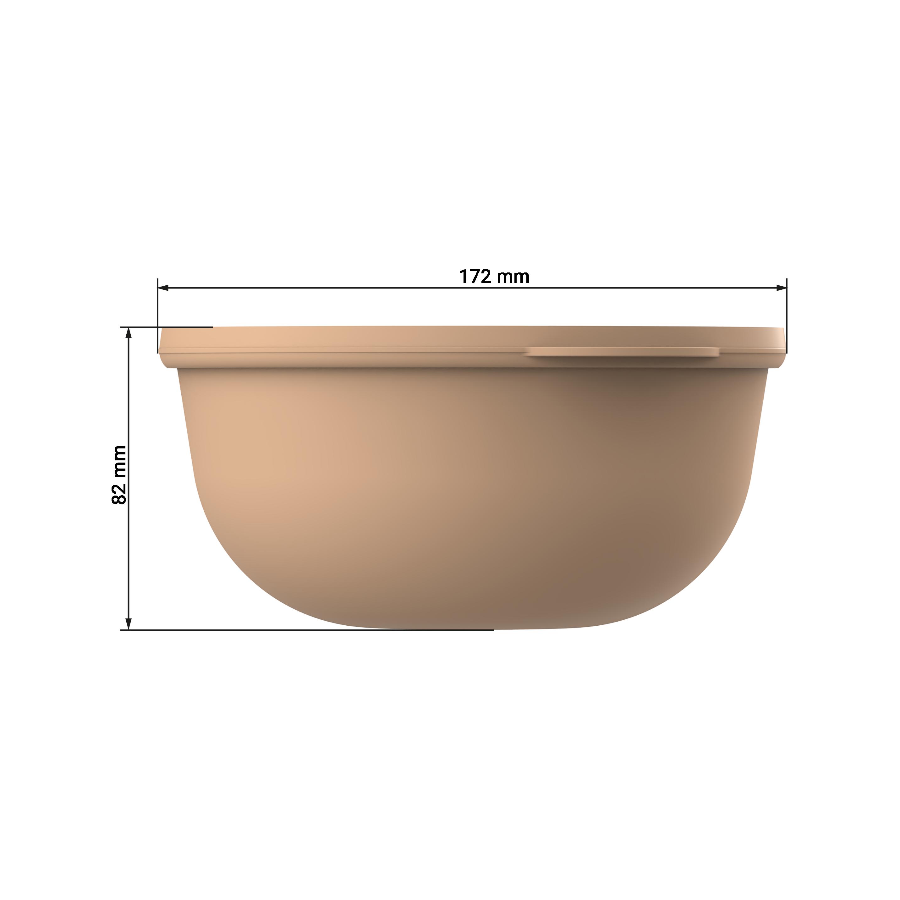 Food-Bowl "ToGo", Deluxe, 1,0 l – Bemassung_Braun Food-Bowl "ToGo", Deluxe, 1,0 l