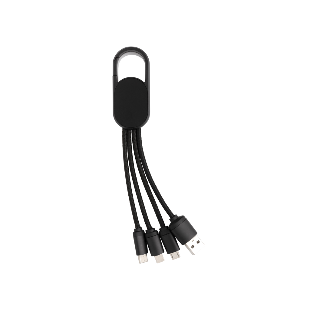 4-in-1 Ladekabel mit Karabiner-Clip — XD Collection (Werbeartikel mit Logo) 4-in-1 Ladekabel mit Karabiner-Clip — XD Collection (Werbeartikel mit Logo)