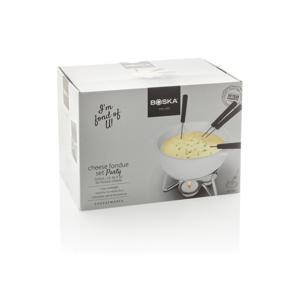 BOSKA Käse-Fondue-Set Party 750 ml Keramik weiß bedruckbar