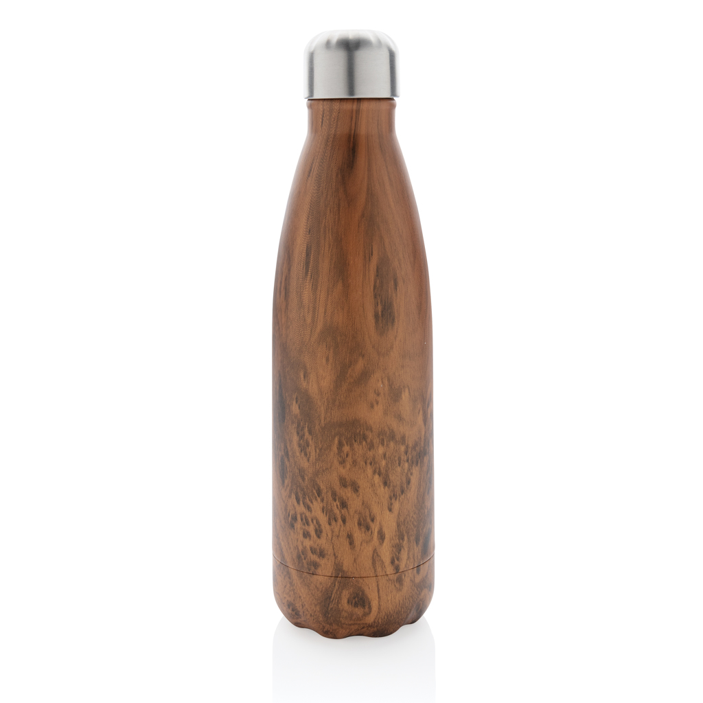 XD Collection Edelstahl-Trinkflasche 500ml mit Holzoptik, vakuumisoliert