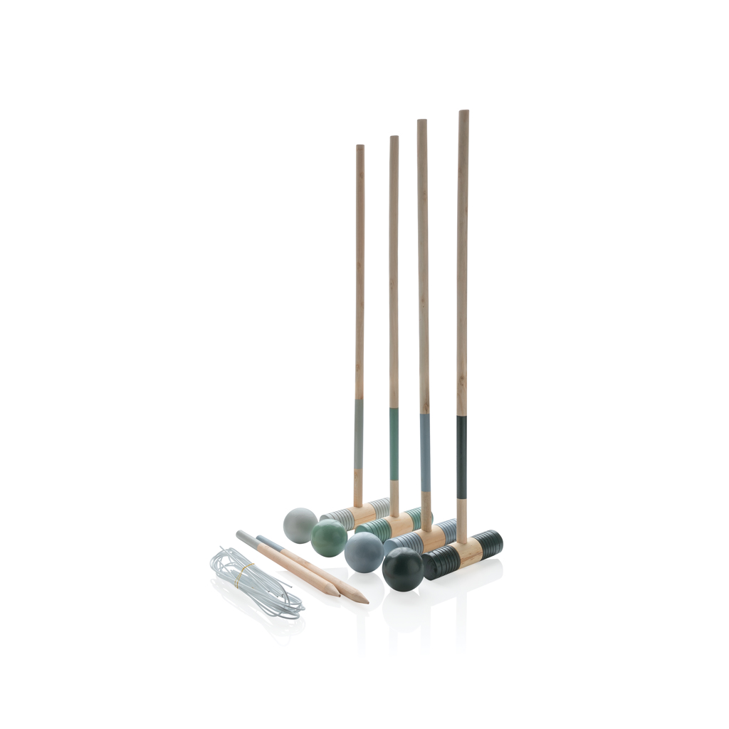 XD Collection Krocket-Set aus Holz für 4 Spieler mit Baumwollbeutel – bedruckbar