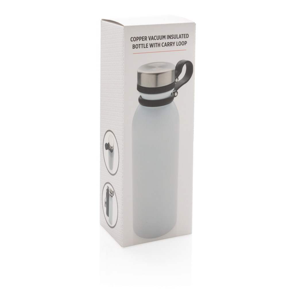 XD Collection Vakuum-Trinkflasche 600 ml mit Silikon-Trageriemen