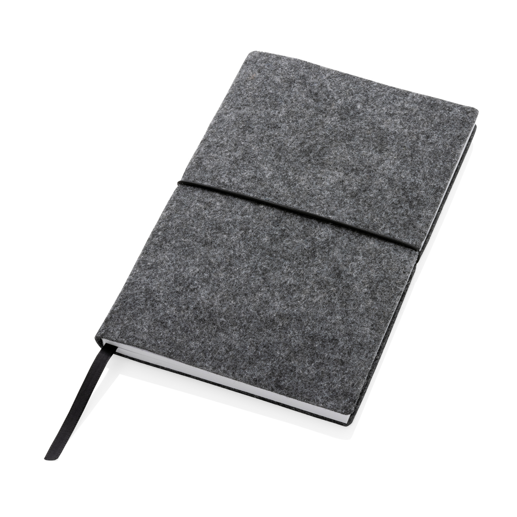 XD Collection A5-Softcover-Notizbuch aus GRS-zertifiziertem Recycling-Filz, bedruckbar