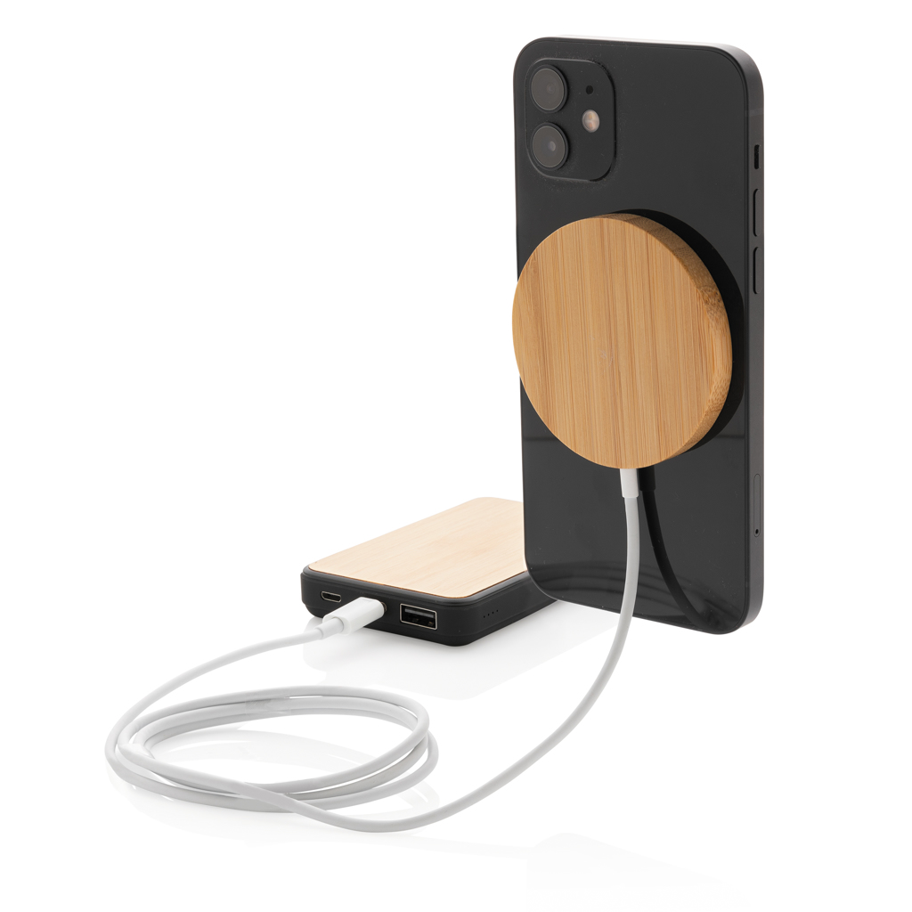 Bambus 10W Qi Wireless Magnet-Ladepad, PVC-frei – braun