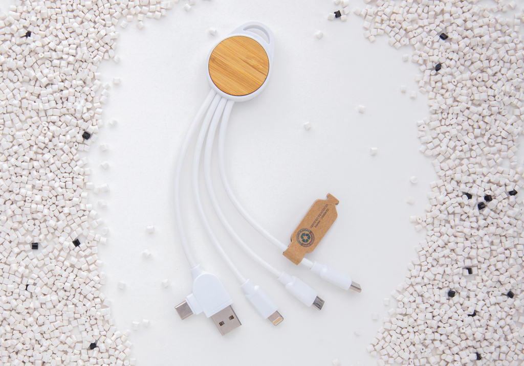 Ontario Multikabel 6-in-1 aus recyceltem Kunststoff – Ideales Eventgeschenk mit Logo