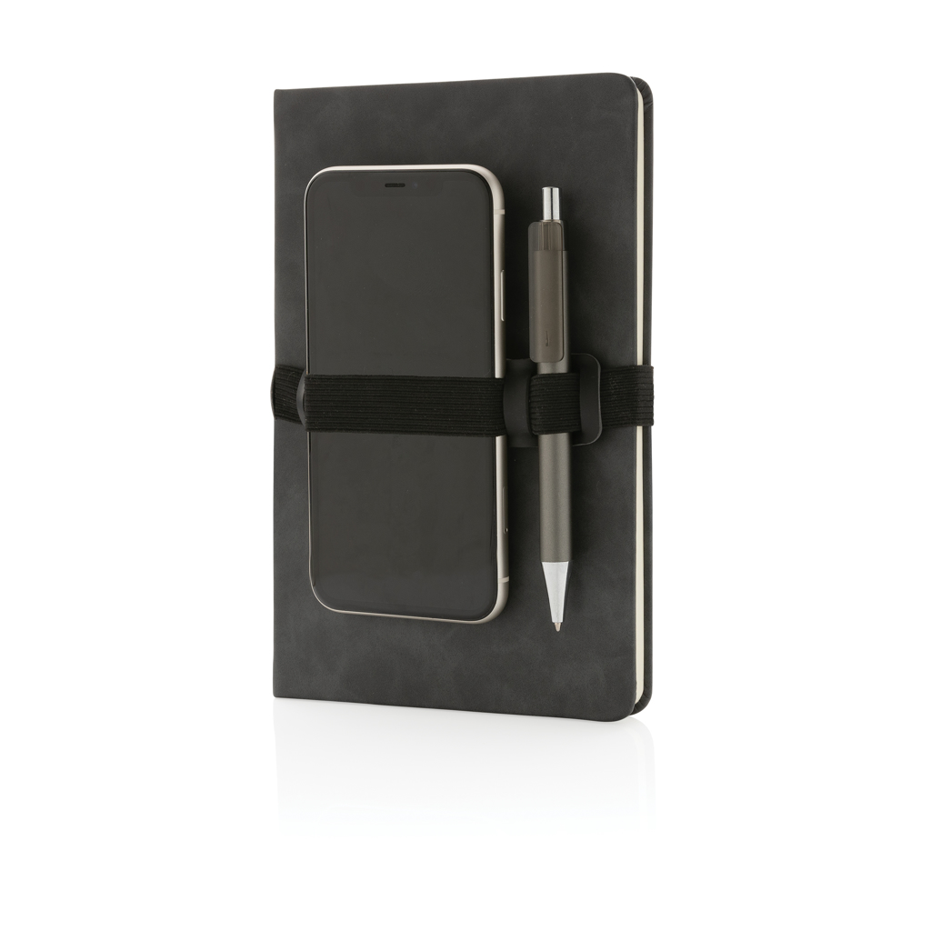 Business Hardcover Notizbuch mit Stift-/Handyhalter, grau Business Hardcover Notizbuch mit Stift-/Handyhalter, grau