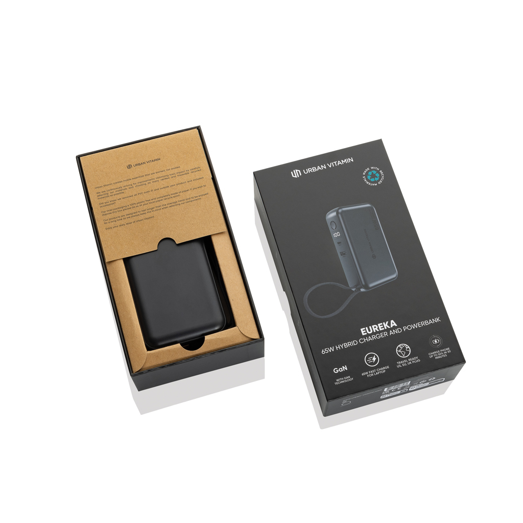 Urban Vitamin Eureka Hybrid-Ladegerät 65 W GaN & Powerbank 10.000 mAh, RCS-recyceltes PC