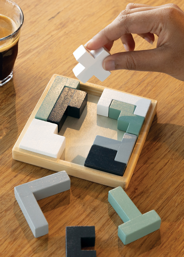 Cree Holz-Puzzle aus FSC-zertifiziertem Holz mit Logo-Tampondruck