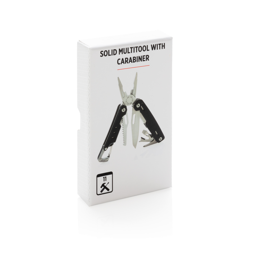 XD Collection Solid Multitool mit Karabiner – 11 Funktionen, Aluminium-Case, individuell bedruckbar
