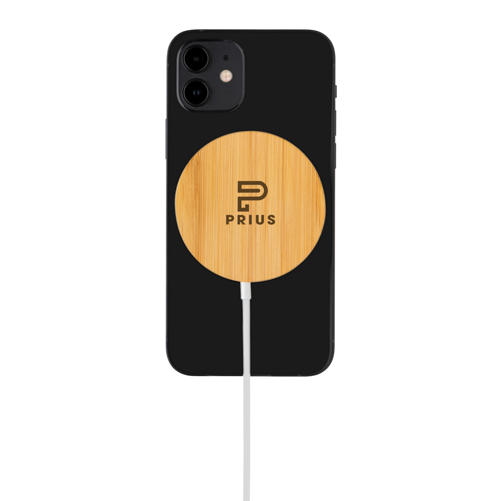 Bambus 10W Qi Wireless Magnet-Ladepad, PVC-frei – braun Bambus 10W Qi Wireless Magnet-Ladepad, PVC-frei – braun