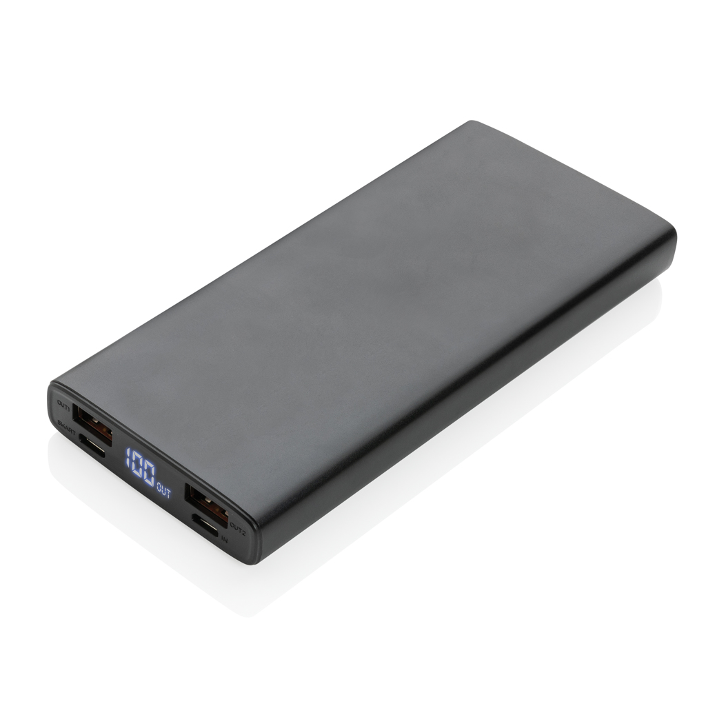 Powerbank 10.000 mAh 18W PD Aluminium, PVC-frei schwarz Powerbank 10.000 mAh 18W PD Aluminium, PVC-frei schwarz