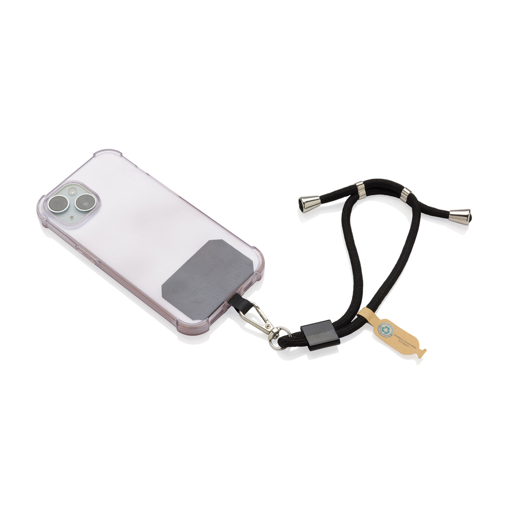 RCS-zertifiziertes rPET Smartphone-Handgelenksband schwarz