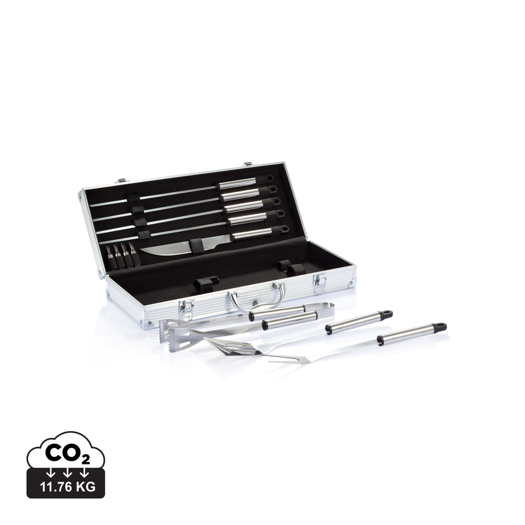 Grillset Profi 12-teilig Edelstahl im Aluminiumkoffer (XD Collection) mit Logo-Veredelung Grillset Profi 12-teilig Edelstahl im Aluminiumkoffer (XD Collection) mit Logo-Veredelung