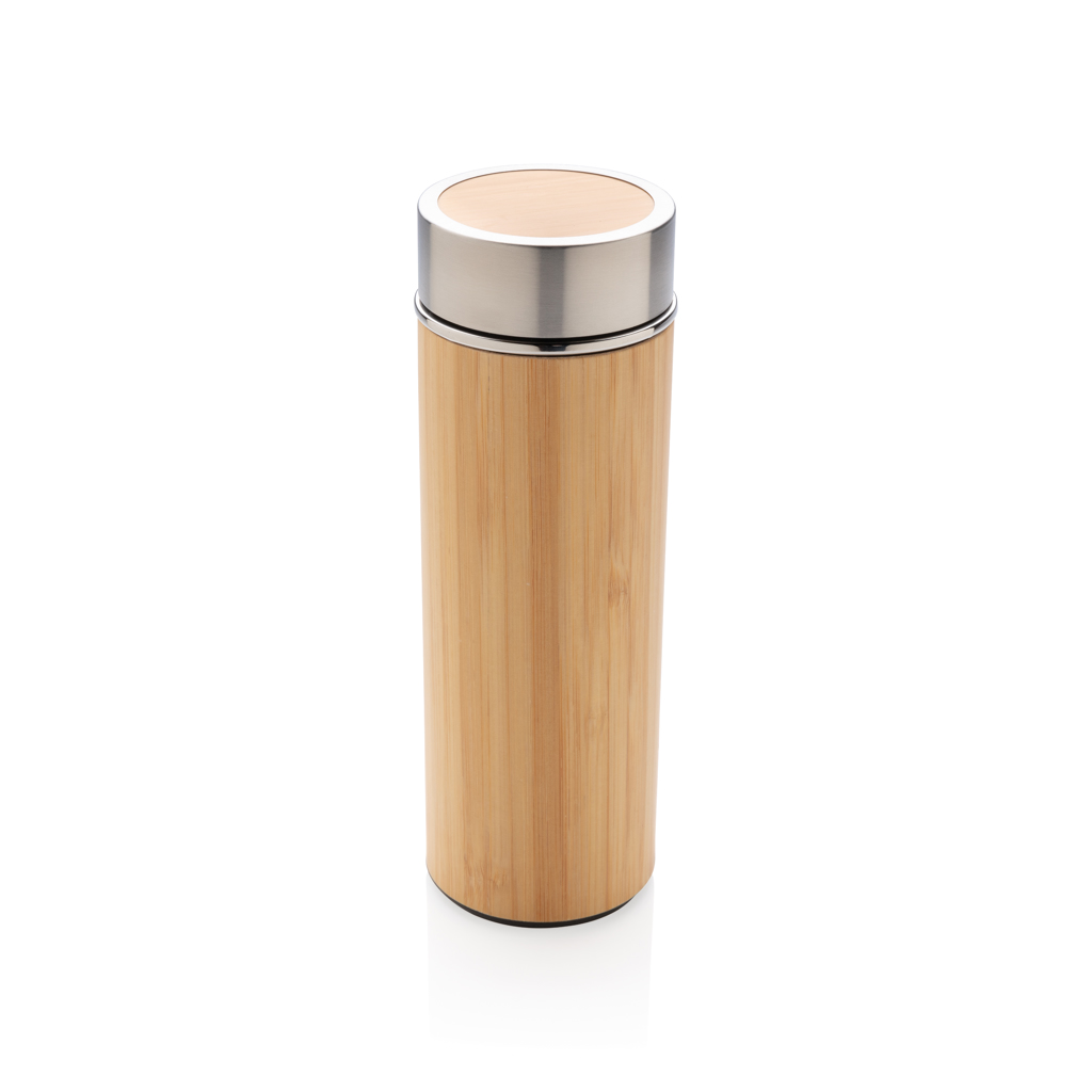 XD Collection Bambus-Vakuumflasche 300 ml — doppelwandig, auslaufsicher, mit Logo bedruckbar