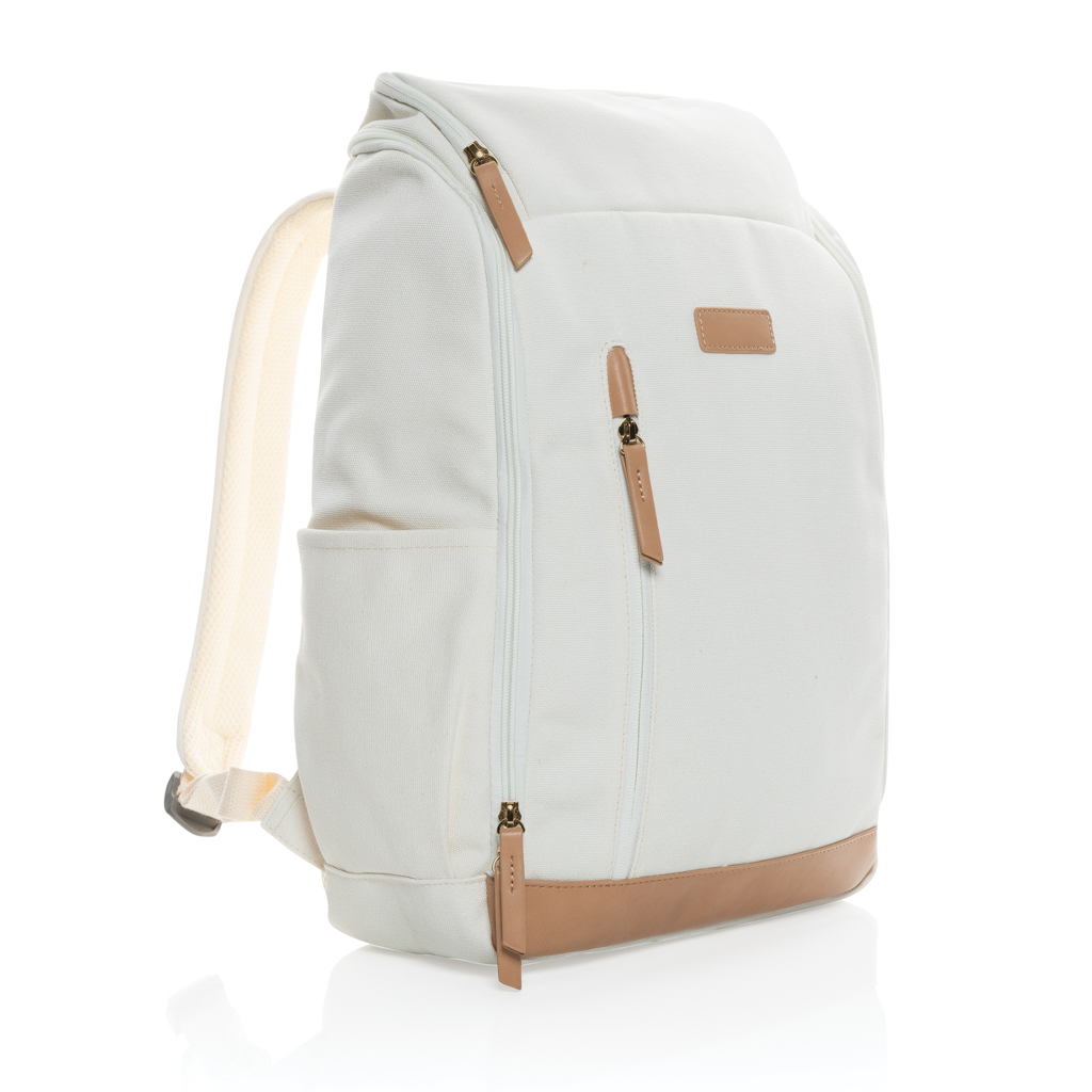Impact AWARE™ 16 oz. Laptop-Rucksack 15 Zoll aus recyceltem Canvas, bedruckbar Impact AWARE™ 16 oz. Laptop-Rucksack 15 Zoll aus recyceltem Canvas, bedruckbar