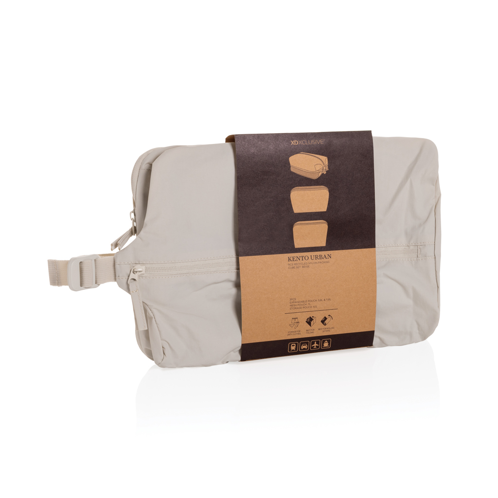 XD Xclusive KENTO URBAN Packing Cube Set 3-teilig aus RCS-recyceltem Nylon mit Logodruck
