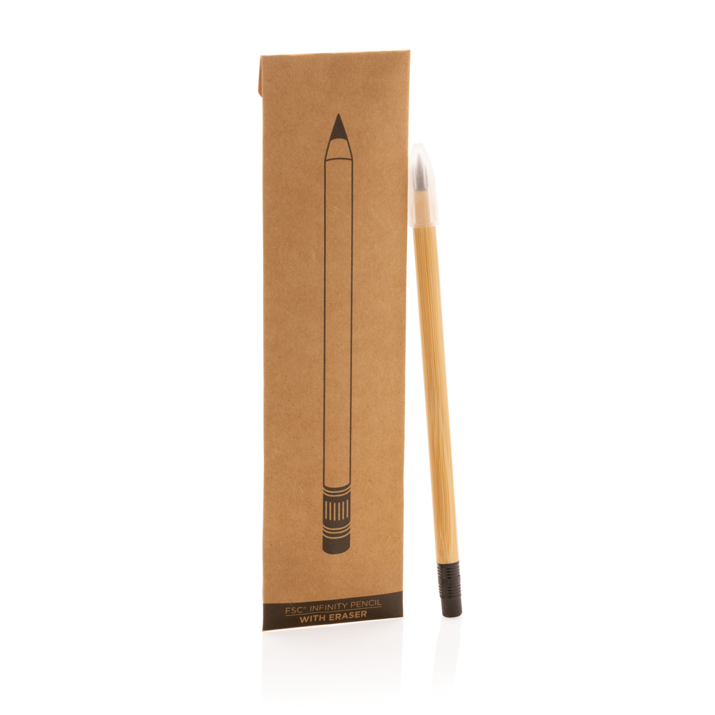 XD Collection Bambus Infinity-Stift mit Radiergummi, FSC-zertifiziert, gravier- und bedruckbar