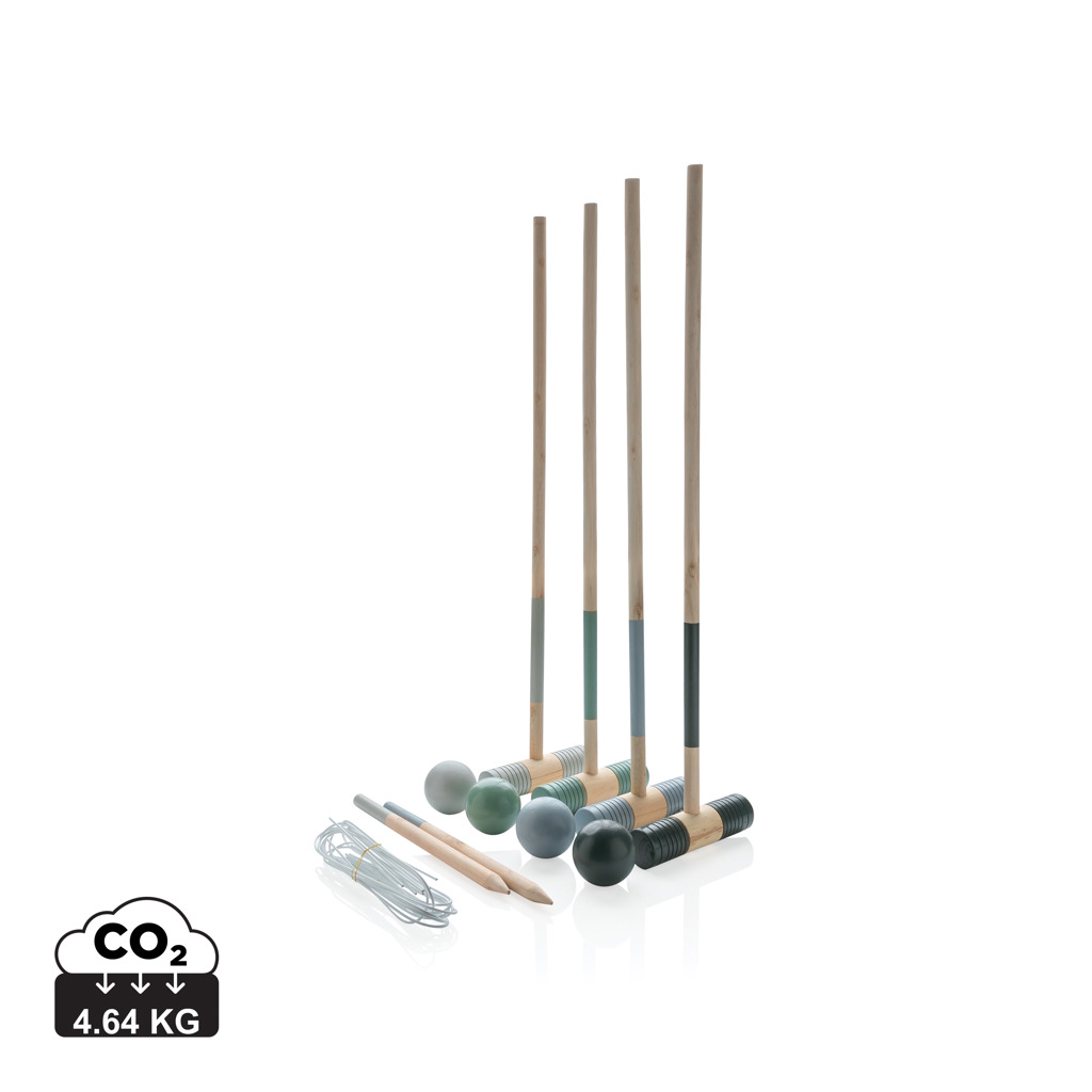 XD Collection Krocket-Set aus Holz für 4 Spieler mit Baumwollbeutel – bedruckbar
