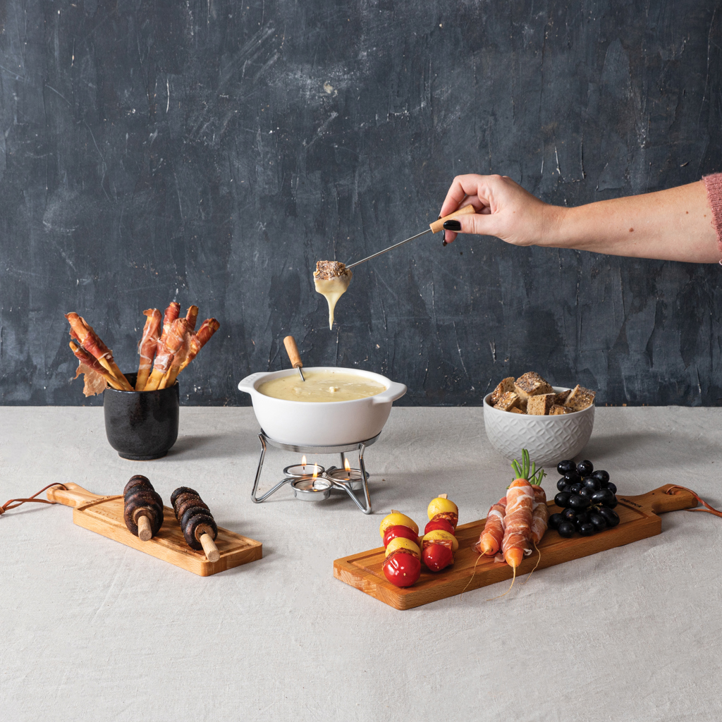 BOSKA Käse-Fondue-Set Party 750 ml Keramik weiß bedruckbar BOSKA Käse-Fondue-Set Party 750 ml Keramik weiß bedruckbar