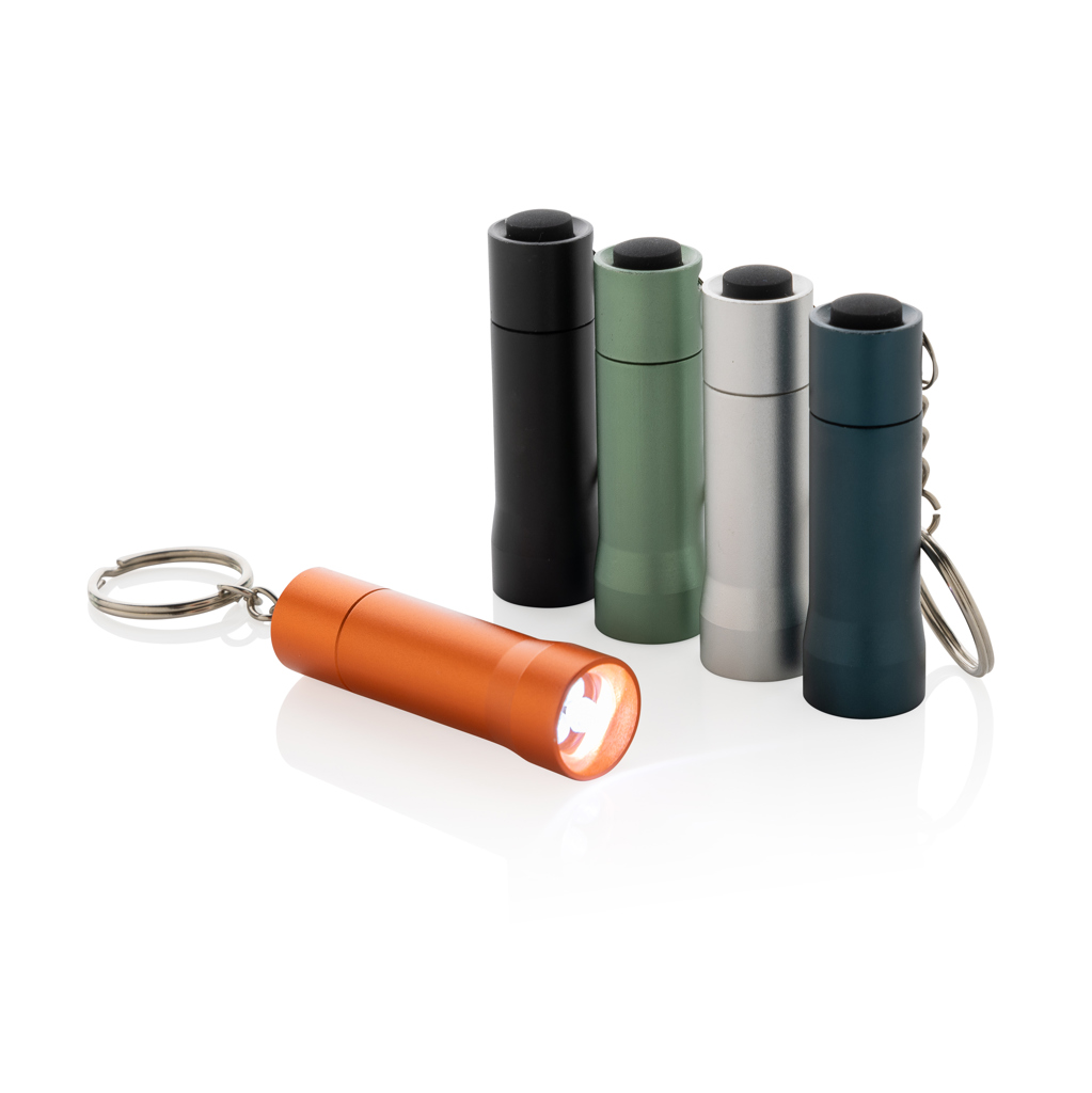 Flash 3-LED-Schlüsselanhänger-Taschenlampe aus RCS-zertifiziertem Recycling-Aluminium Flash 3-LED-Schlüsselanhänger-Taschenlampe aus RCS-zertifiziertem Recycling-Aluminium