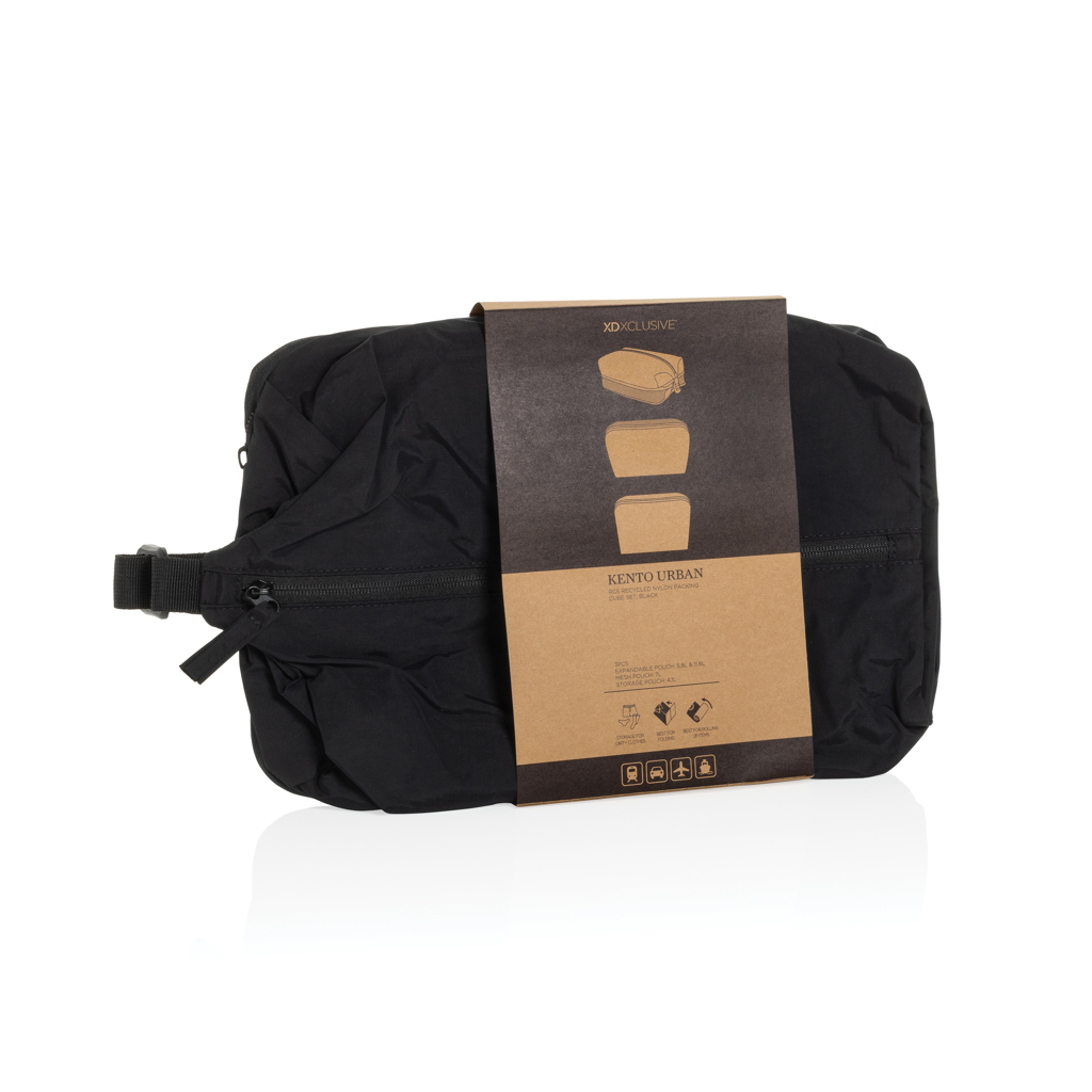 XD Xclusive KENTO URBAN Packing Cube Set 3-teilig aus RCS-recyceltem Nylon mit Logodruck