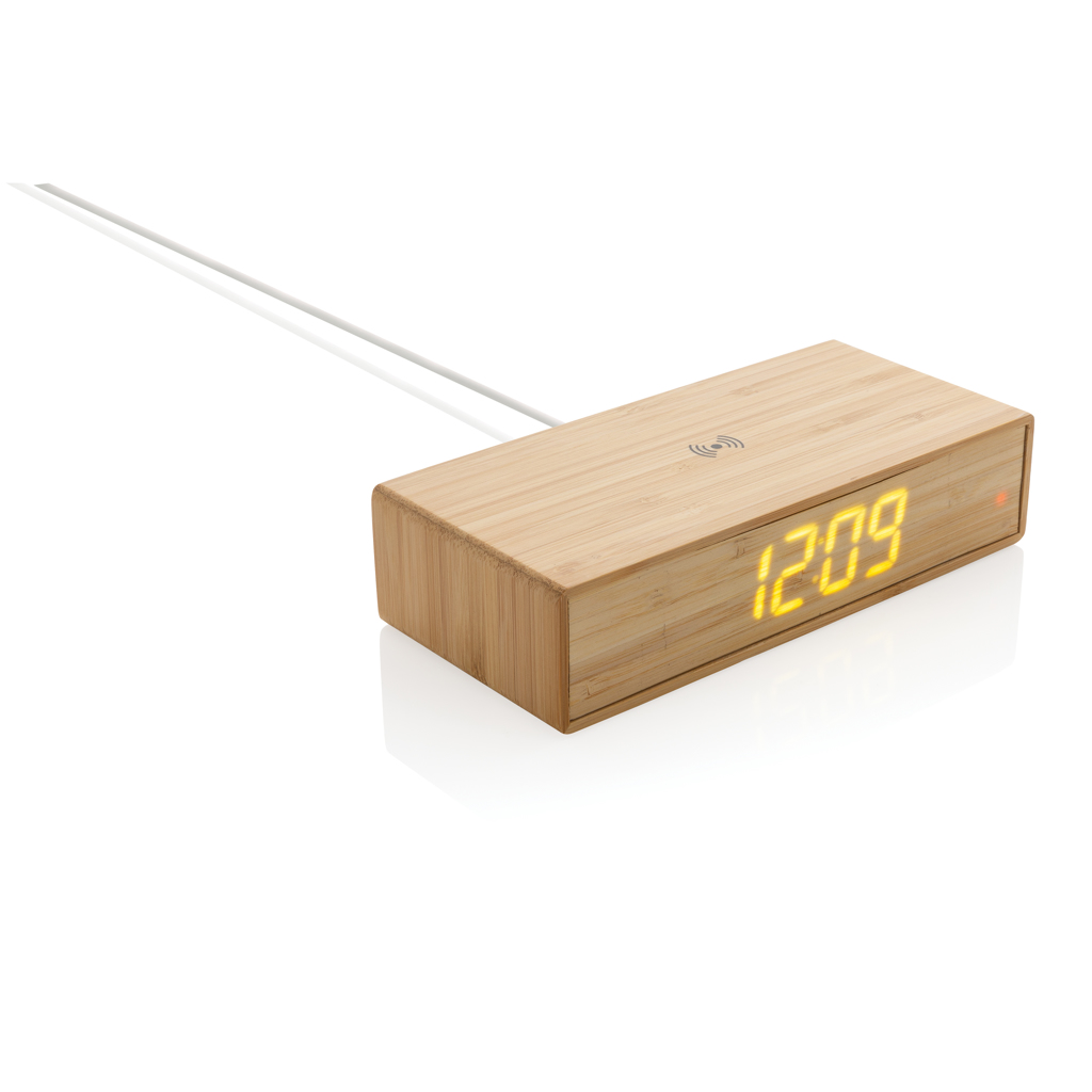 Bambus-Qi Wecker mit 5W Wireless Charger – braun Bambus-Qi Wecker mit 5W Wireless Charger – braun