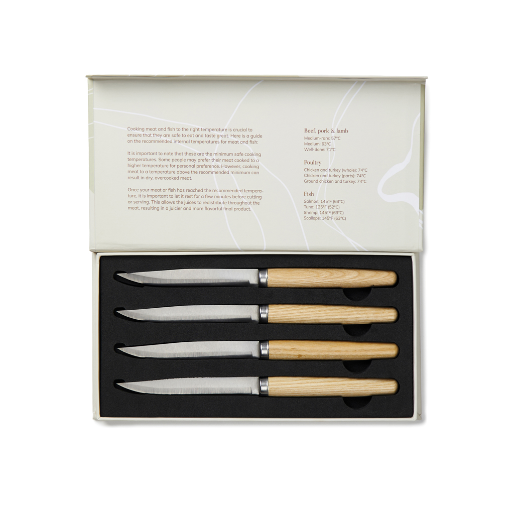VINGA Retro Fleischmesser Set 4-teilig mit Geschenkbox