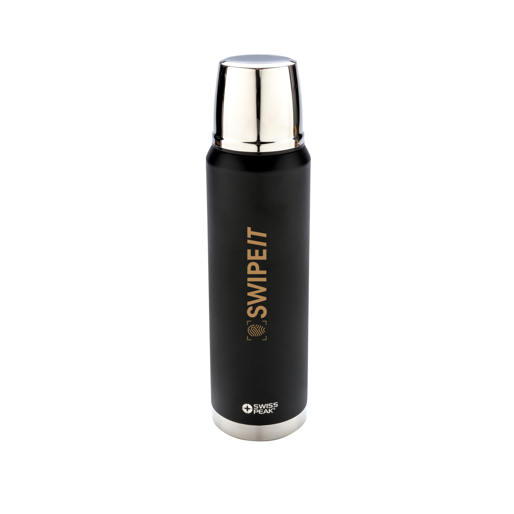 Edelstahl Isolierflasche 1L, 8h heiß/24h kalt – schwarz