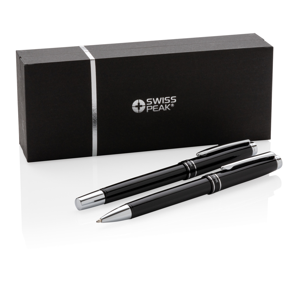 Swiss Peak Messing Stift-Set Kugelschreiber/Rollerball schwarz